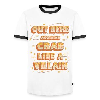 Allergie au cancer ici : éviter le crabe - T-shirt contrasté Homme - blanc/noir - Devant - AI Model Female 172 light (172cm) & AI Model Male 178 dark (178cm)