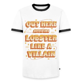 Allergie au homard ici : éviter le homard - T-shirt contrasté Homme - blanc/noir - Devant - AI Model Female 172 light (172cm) & AI Model Male 178 dark (178cm)