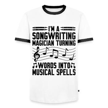 Musician Songwriter Singer Musician Music Music Pr - Men's Ringer Shirt - white/black - Front - AI Model Female 172 light (172cm) & AI Model Male 178 dark (178cm)