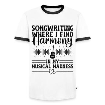 Musiker Songwriter Sänger Musiker Musik Musik Pr - Männer Kontrast-T-Shirt - Weiß/Schwarz - Vorne - AI Model Female 172 light (172cm) & AI Model Male 178 dark (178cm)