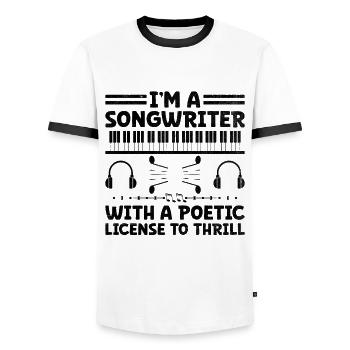 Musicien Auteur-compositeur Chanteur Musicien Musique Musique Pr - T-shirt contrasté Homme - blanc/noir - Devant - AI Model Female 172 light (172cm) & AI Model Male 178 dark (178cm)