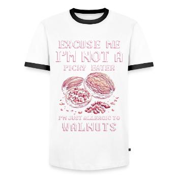 Walnut Allergy I'm Just Allergic To Walnuts - Men's Ringer Shirt - white/black - Front - AI Model Female 172 light (172cm) & AI Model Male 178 dark (178cm)