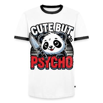 Mignon Mais Psycho Panda Adorable Animal Kawaii - T-shirt contrasté Homme - blanc/noir - Devant - AI Model Female 172 light (172cm) & AI Model Male 178 dark (178cm)