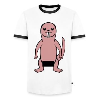 Naked Mole Rat - Männer Kontrast-T-Shirt - Weiß/Schwarz - Vorne - AI Model Female 172 light (172cm) & AI Model Male 178 dark (178cm)