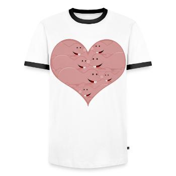 Taupe nue Rat Coeur - T-shirt contrasté Homme - blanc/noir - Devant - AI Model Female 172 light (172cm) & AI Model Male 178 dark (178cm)
