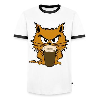 Cat Grumpy Misanthrope Sarcasm Unhappy - Men's Ringer Shirt - white/black - Front - AI Model Female 172 light (172cm) & AI Model Male 178 dark (178cm)