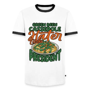 Grüner Bohnenauflauf Green Bean Casserole - Men's Ringer Shirt - white/black - Front - AI Model Female 172 light (172cm) & AI Model Male 178 dark (178cm)