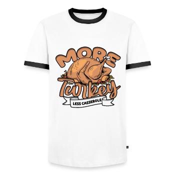 Grüner Bohnenauflauf Green Bean Casserole - Men's Ringer Shirt - white/black - Front - AI Model Female 172 light (172cm) & AI Model Male 178 dark (178cm)