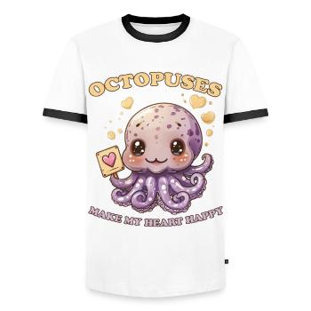 Funny Octopus Cephalopod Squid Gift - Men's Ringer Shirt - white/black - Front - AI Model Female 172 light (172cm) & AI Model Male 178 dark (178cm)