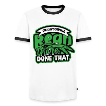 Grüner Bohnenauflauf Casserole de haricots verts - T-shirt contrasté Homme - blanc/noir - Devant - AI Model Female 172 light (172cm) & AI Model Male 178 dark (178cm)