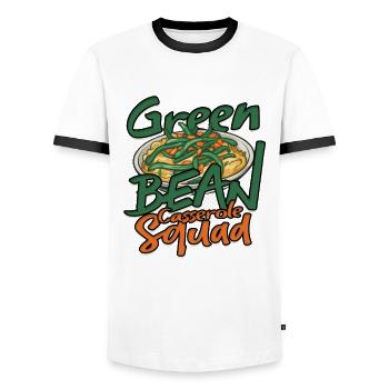 Grüner Bohnenauflauf Green Bean Casserole - Men's Ringer Shirt - white/black - Front - AI Model Female 172 light (172cm) & AI Model Male 178 dark (178cm)