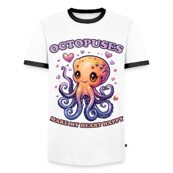 Lustiges Kraken Kopffüßer Tintenfisch Geschenk - Männer Kontrast-T-Shirt - Weiß/Schwarz - Vorne - AI Model Female 172 light (172cm) & AI Model Male 178 dark (178cm)