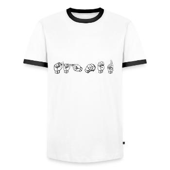 Gebärdensprache Prepare To Get Signed - Männer Kontrast-T-Shirt - Weiß/Schwarz - Vorne - AI Model Female 172 light (172cm) & AI Model Male 178 dark (178cm)