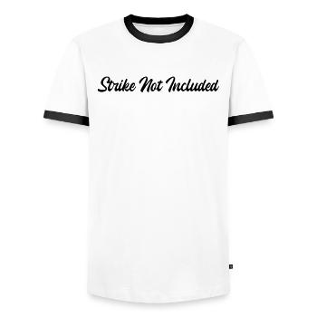 Bowling - Strike Not Included - Men's Ringer Shirt - white/black - Front - AI Model Female 172 light (172cm) & AI Model Male 178 dark (178cm)