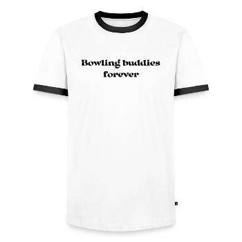 Bowling - Bowling buddies forever - Männer Kontrast-T-Shirt - Weiß/Schwarz - Vorne - AI Model Female 172 light (172cm) & AI Model Male 178 dark (178cm)