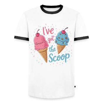 I've Got the Scoop Gender Reveal Ice cream Themed - Men's Ringer Shirt - white/black - Front - AI Model Female 172 light (172cm) & AI Model Male 178 dark (178cm)