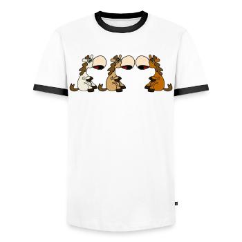 Horse Steal Riding Haflinger Horses - T-shirt contrasté Homme - blanc/noir - Devant - AI Model Female 172 light (172cm) & AI Model Male 178 dark (178cm)