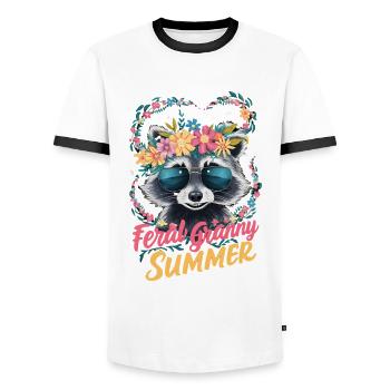 Wildheit Oma Sommer Oma Großmutter Frauen 2024 - Männer Kontrast-T-Shirt - Weiß/Schwarz - Vorne - AI Model Female 172 light (172cm) & AI Model Male 178 dark (178cm)