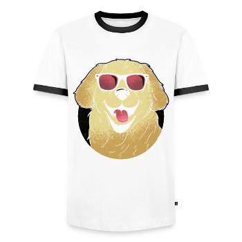 Golden Retriever Sunglasses GR Dog Retrievers - Men's Ringer Shirt - white/black - Front - AI Model Female 172 light (172cm) & AI Model Male 178 dark (178cm)