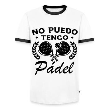 Je ne peux pas J’ai Padel Tennis Joueurs de padel - T-shirt contrasté Homme - blanc/noir - Devant - AI Model Female 172 light (172cm) & AI Model Male 178 dark (178cm)