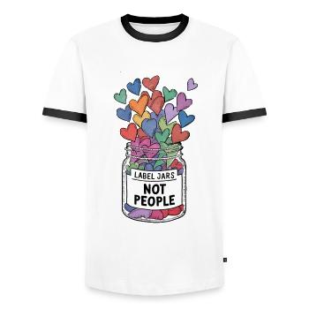 Étiquettes Pots Not People Pot Coeur - T-shirt contrasté Homme - blanc/noir - Devant - AI Model Female 172 light (172cm) & AI Model Male 178 dark (178cm)
