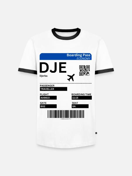 Djerba Boarding Pass Holiday Tunisia Idea - Men's Ringer Shirt - white/black