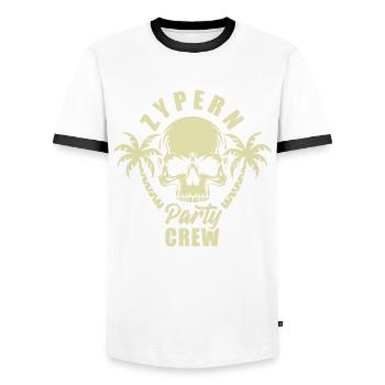 Zypern Party Crew - es eskaliert eh - Männer Kontrast-T-Shirt - Weiß/Schwarz - Vorne - AI Model Female 172 light (172cm) & AI Model Male 178 dark (178cm)