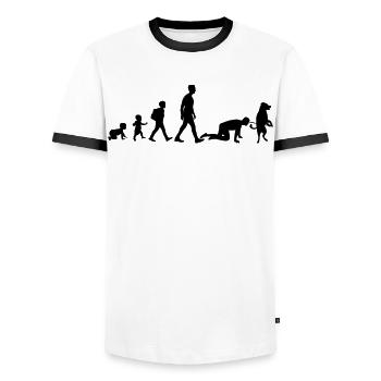 Chiens Teckel Berger Blanc Chien - T-shirt contrasté Homme - blanc/noir - Devant - AI Model Female 172 light (172cm) & AI Model Male 178 dark (178cm)