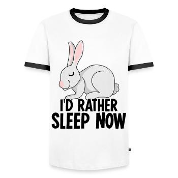 Lapin Fatigué Dormir Lapin Sieste Sommeil - T-shirt contrasté Homme - blanc/noir - Devant - AI Model Female 172 light (172cm) & AI Model Male 178 dark (178cm)