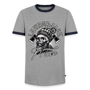 Holzfäller Baumfäller Lumberjack pride - Männer Kontrast-T-Shirt - Grau/Navy  - Vorne - AI Model Female 172 light (172cm) & AI Model Male 178 light (178cm)