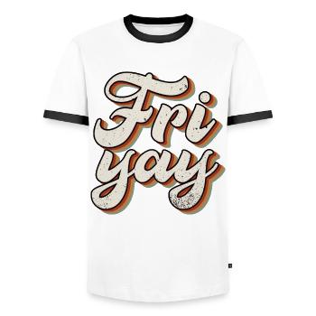 Fri Yay Teachers School Weekend Vibes - Männer Kontrast-T-Shirt - Weiß/Schwarz - Vorne - AI Model Female 172 light (172cm) & AI Model Male 178 dark (178cm)