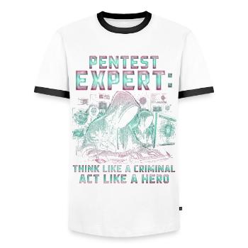 Penetrationstester Penetration Tester - Men's Ringer Shirt - white/black - Front - AI Model Female 172 light (172cm) & AI Model Male 178 dark (178cm)