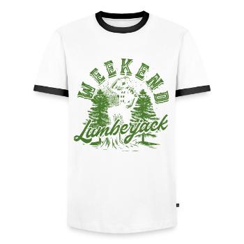 Holzfäller Baumfäller Weekend lumberjack - Männer Kontrast-T-Shirt - Weiß/Schwarz - Vorne - AI Model Female 172 light (172cm) & AI Model Male 178 dark (178cm)