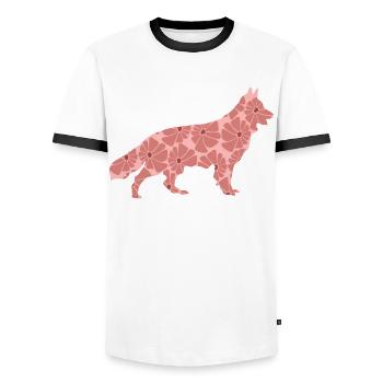 White Shepherd Dog German Shepherd - Men's Ringer Shirt - white/black - Front - AI Model Female 172 light (172cm) & AI Model Male 178 dark (178cm)