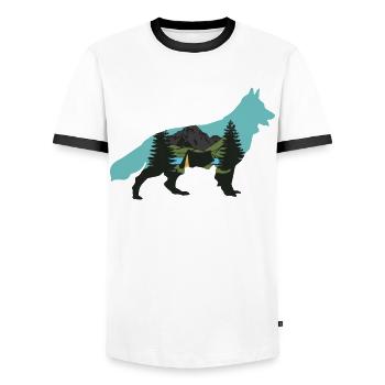 Shepherd Dog Leash German Shepherd - Men's Ringer Shirt - white/black - Front - AI Model Female 172 light (172cm) & AI Model Male 178 dark (178cm)