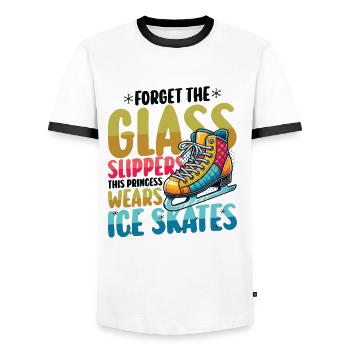 Eislaufen Schlittschuhe Eiskunstlaufen - Männer Kontrast-T-Shirt - Weiß/Schwarz - Vorne - AI Model Female 172 light (172cm) & AI Model Male 178 dark (178cm)