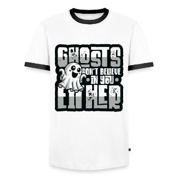 Geister Glauben Auch Nicht An Dich - Männer Kontrast-T-Shirt - Weiß/Schwarz - Vorne - AI Model Female 172 light (172cm) & AI Model Male 178 dark (178cm)