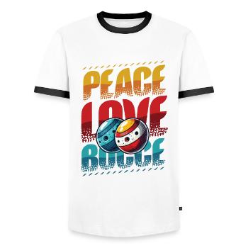 Peace Love Boccia - Éventails de Boccia Style Vintage - T-shirt contrasté Homme - blanc/noir - Devant - AI Model Female 172 light (172cm) & AI Model Male 178 dark (178cm)