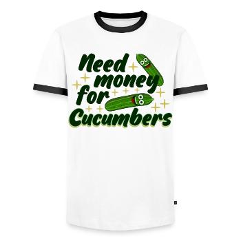 Cucumber Cucumbers Pickles - Men's Ringer Shirt - white/black - Front - AI Model Female 172 light (172cm) & AI Model Male 178 dark (178cm)