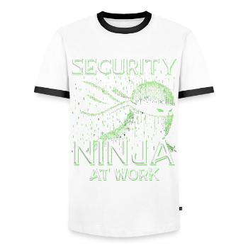 Penetration Tester Security Ninja at work - Men's Ringer Shirt - white/black - Front - AI Model Female 172 light (172cm) & AI Model Male 178 dark (178cm)