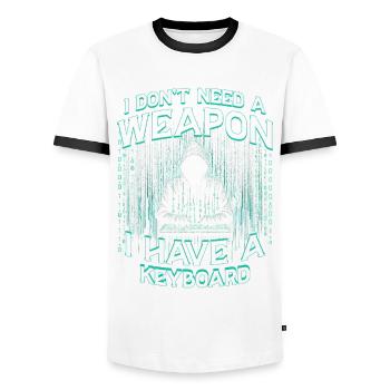 Penetrationstester Penetration Tester - Men's Ringer Shirt - white/black - Front - AI Model Female 172 light (172cm) & AI Model Male 178 dark (178cm)