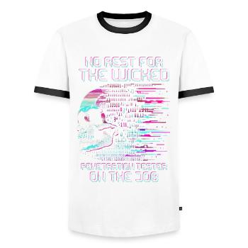 Penetrationstester Penetration Tester - Men's Ringer Shirt - white/black - Front - AI Model Female 172 light (172cm) & AI Model Male 178 dark (178cm)