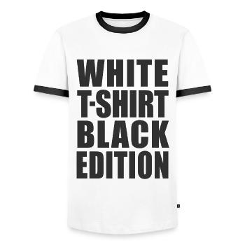White T-shirt Black Edition - Men's Ringer Shirt - white/black - Front - AI Model Female 172 light (172cm) & AI Model Male 178 dark (178cm)