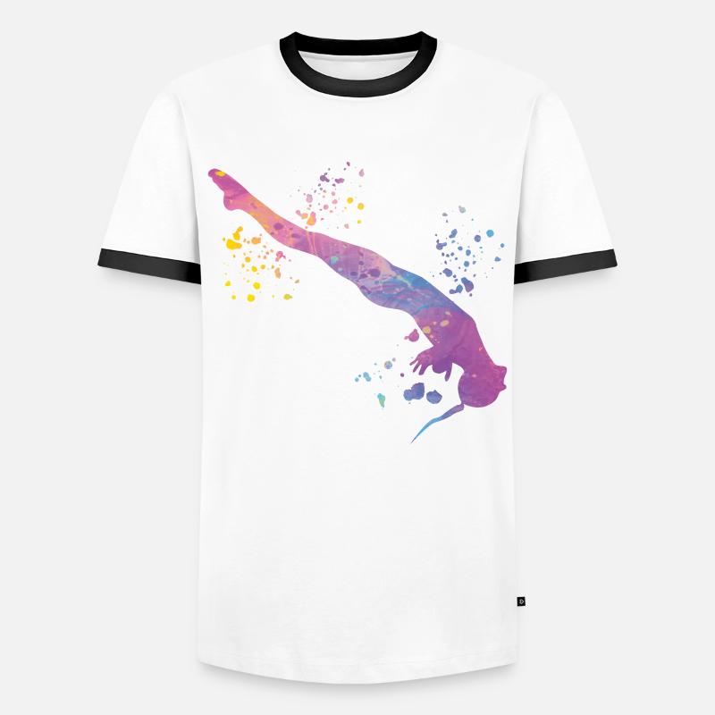 Synchronisierter Wassertaucher High Diver - Männer Kontrast-T-Shirt - Weiß/Schwarz