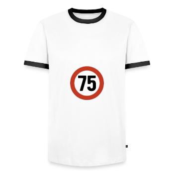 Oldtimer schonend behandeln - 75. Geburtstag - Männer Kontrast-T-Shirt - Weiß/Schwarz - Vorne - AI Model Female 172 light (172cm) & AI Model Male 178 dark (178cm)
