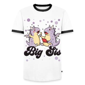 Große Schwester - Männer Kontrast-T-Shirt - Weiß/Schwarz - Vorne - AI Model Female 172 light (172cm) & AI Model Male 178 dark (178cm)