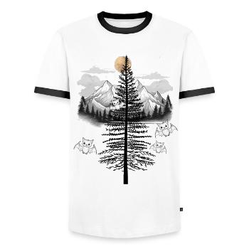 Chauves-souris d'Halloween nature de chauve-souris - T-shirt contrasté Homme - blanc/noir - Devant - AI Model Female 172 light (172cm) & AI Model Male 178 dark (178cm)