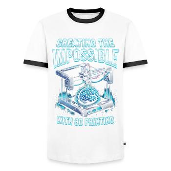 Creating The Impossible With 3D Printing - Männer Kontrast-T-Shirt - Weiß/Schwarz - Vorne - AI Model Female 172 light (172cm) & AI Model Male 178 dark (178cm)