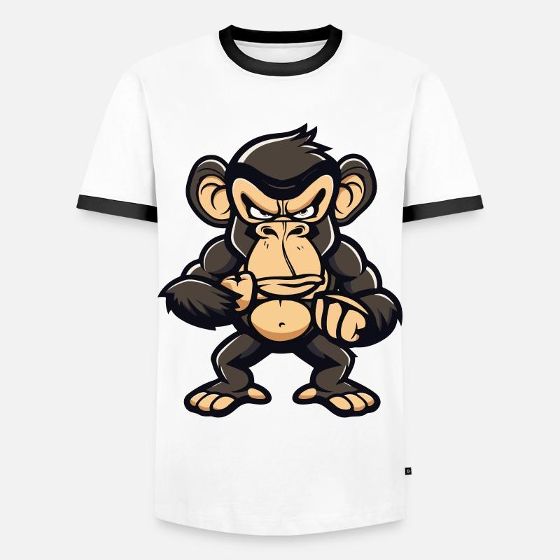 Affe Comic - Männer Kontrast-T-Shirt - Weiß/Schwarz