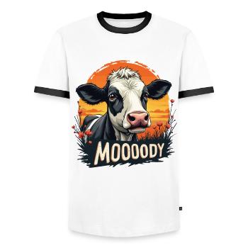 Kühe Muh Kuh Moo Rindvieh Milchkuh Milchbauer - Männer Kontrast-T-Shirt - Weiß/Schwarz - Vorne - AI Model Female 172 light (172cm) & AI Model Male 178 dark (178cm)